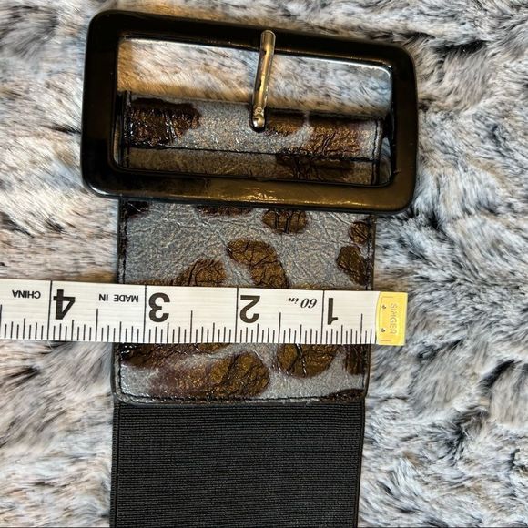 LODIA Black & Blue Animal Print Belt Size Small Medium - Picture 6 of 6